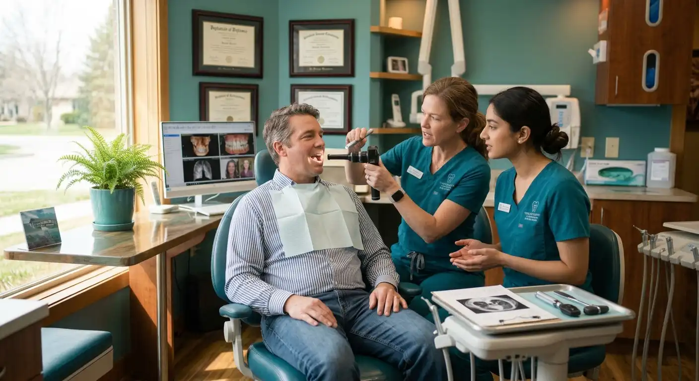 Doctor mentoring an associate chairside
