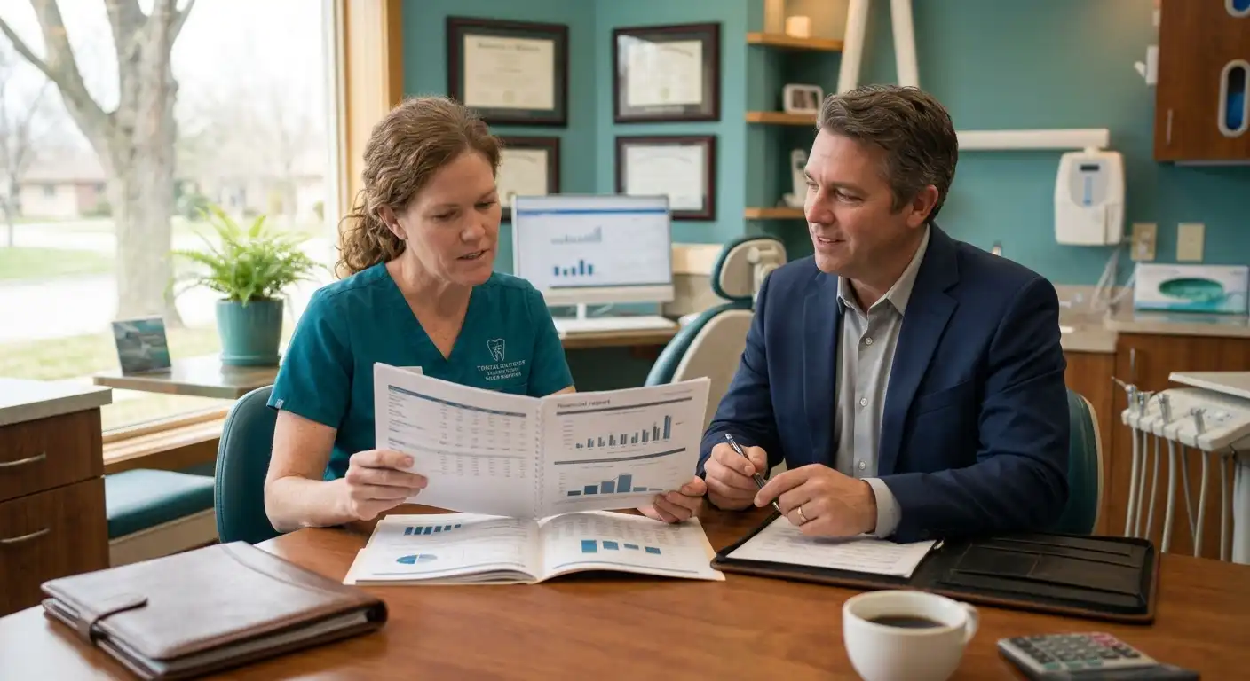 Doctor reviewing the report with a transition broker